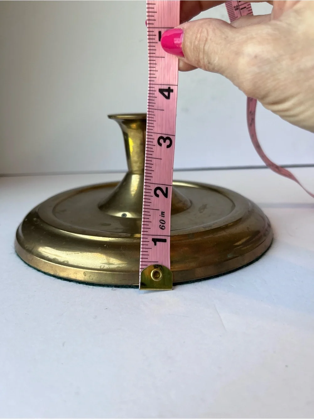 MCM Brass Candlestick Holder Short Wide Heavy Vintage